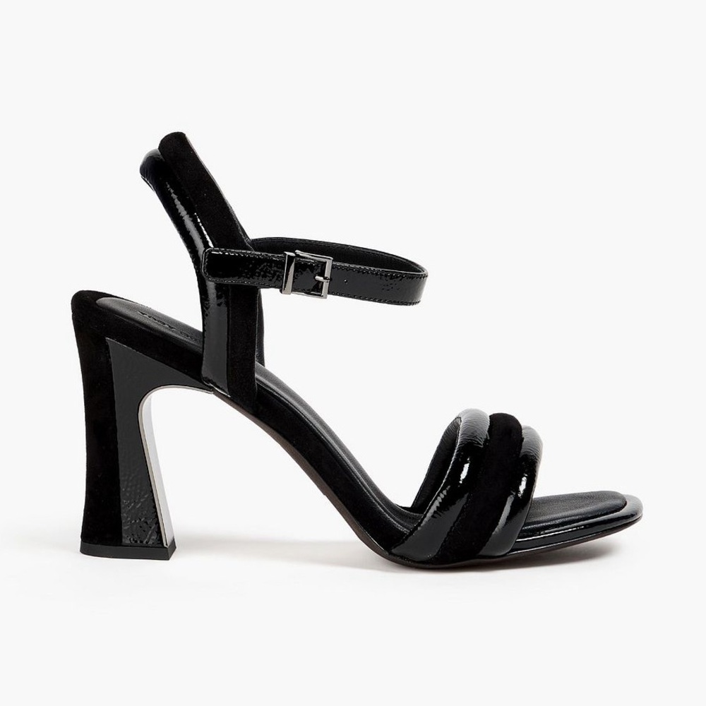 Tory Burch Puffed Up Patent Leather and Suede Sandal Black NWOB Size 10